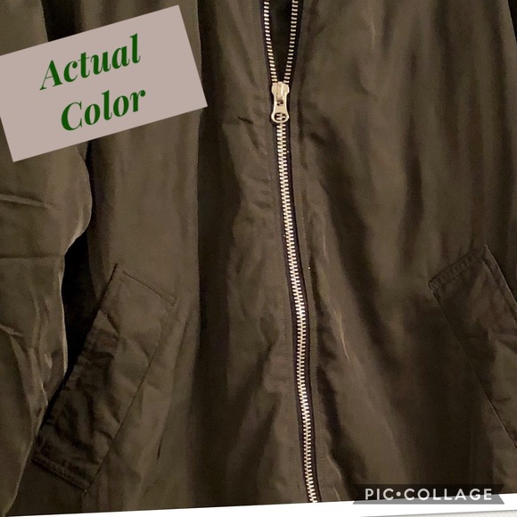 Long Quilted Army Green Jacket - Picture 3 of 4